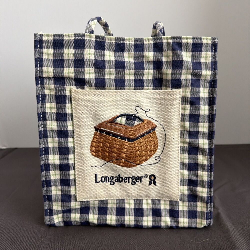VTG Longaberger Navy Blue White Gingham